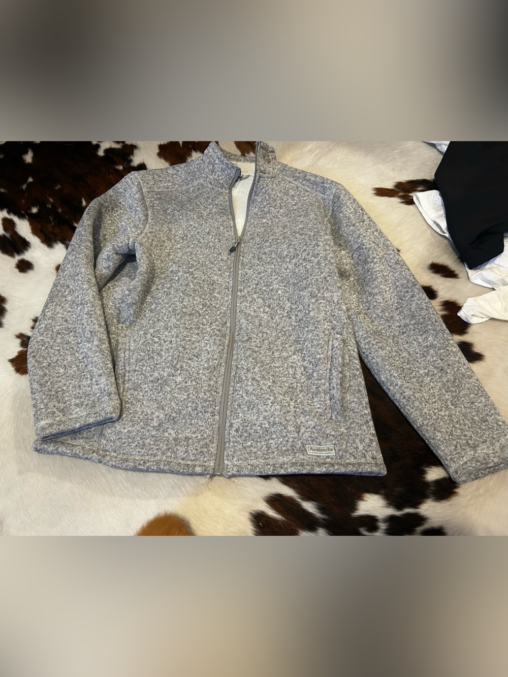 Avalanche Gray and White Sherpa-Lined Zip Jacket